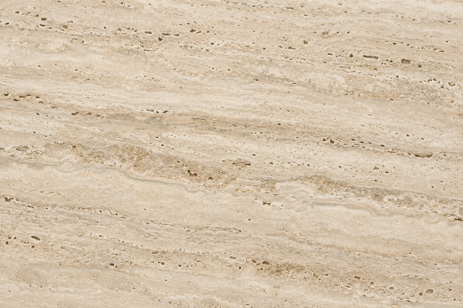 Warm travertine with linear mineral bands and a textured surface
